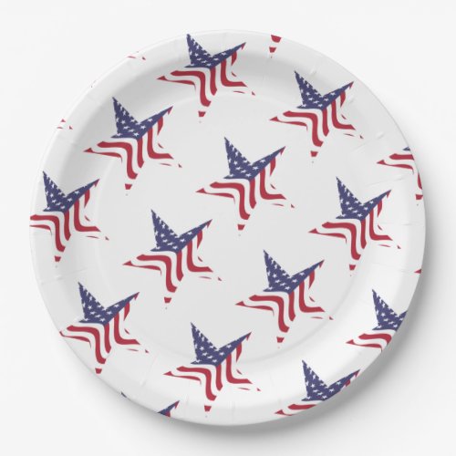 Patriotic Star American Flag Patriotic Paper Plate