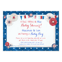 Patriotic Star Baby Shower Invitations - Country