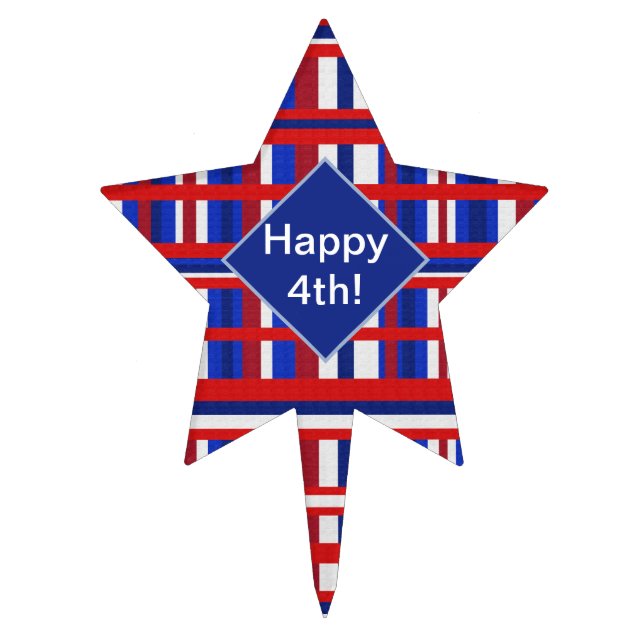 Patriotic Star Cake Topper Pick Personalized (Front)
