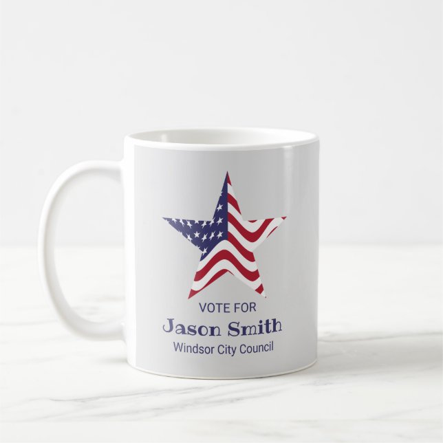 Patriotic Star Election Coffee Mug American Flag (Left)
