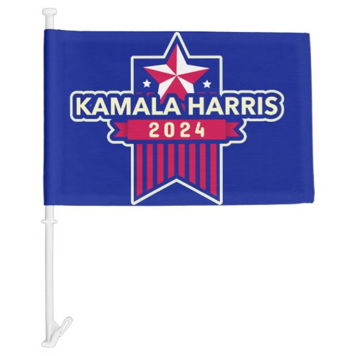 Patriotic Star Kamala Harris 2024 Car Flag