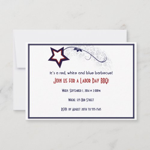 Patriotic Star Light Laber Day Party Invitation
