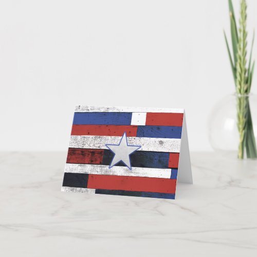 Patriotic Star on Wooden Boards Thank You Card