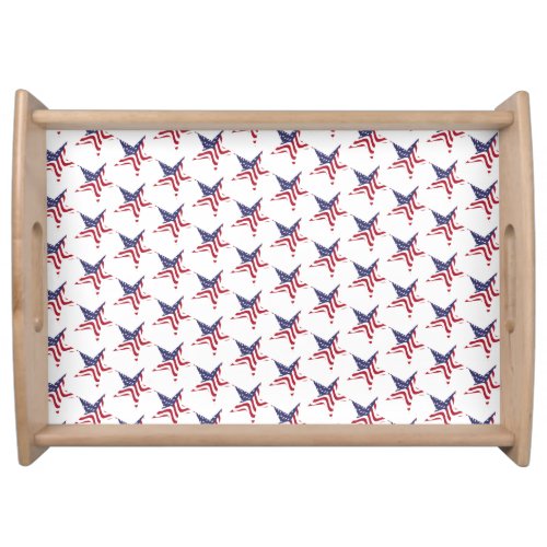 Patriotic Star Red White and Blue Serving Tray