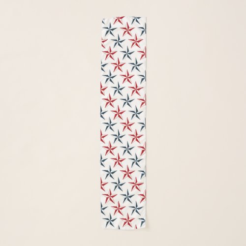 Patriotic Star Red White Blue Chiffon Scarf