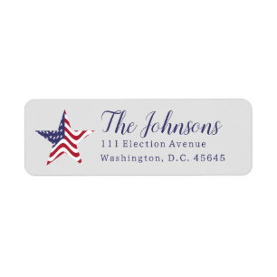 Patriotic Star Return Address Label American Flag