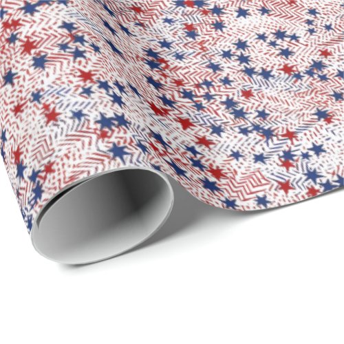 Patriotic star scatter wrapping paper