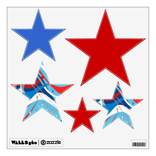 Patriotic Star Set of 5 Removable Wall Decals (Front)