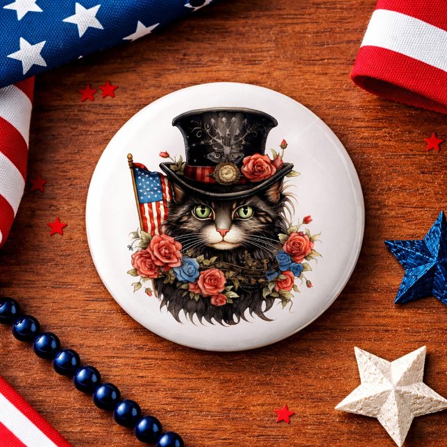 Patriotic Star Spangled Cat Button (Creator Uploaded)
