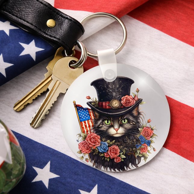 Patriotic Star Spangled Cat Keychain (Creator Uploaded)