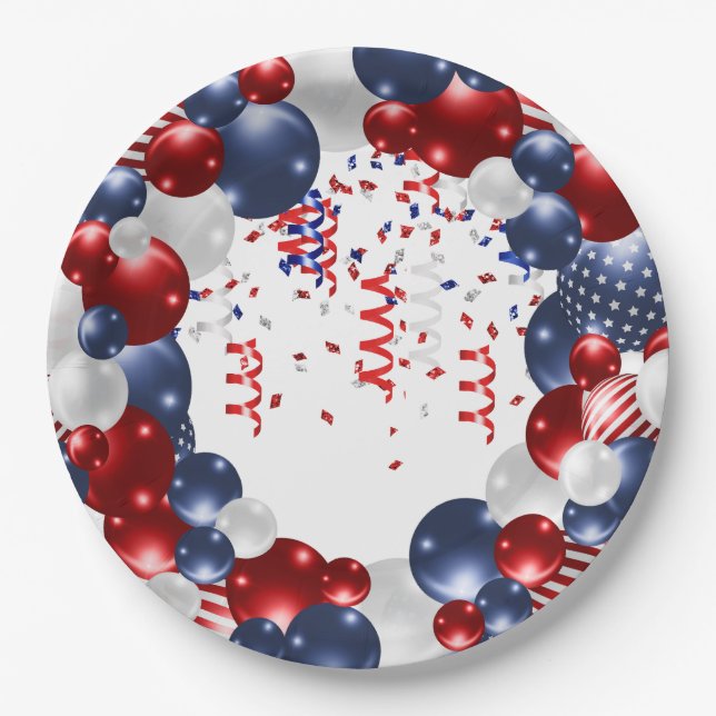 Patriotic Star Spangled Celebration Arch Paper Plates (Front)