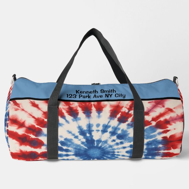 Patriotic Star Tie Dye monogram personalized Duffle Bag (Front)