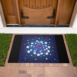 Patriotic Starburst Red White and Blue USA Doormat