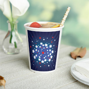 Patriotic Starburst Red White and Blue USA  Paper Cups