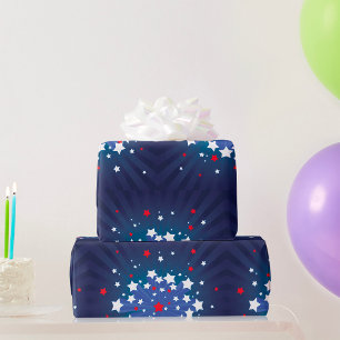 Patriotic Starburst Red White and Blue USA Wrapping Paper
