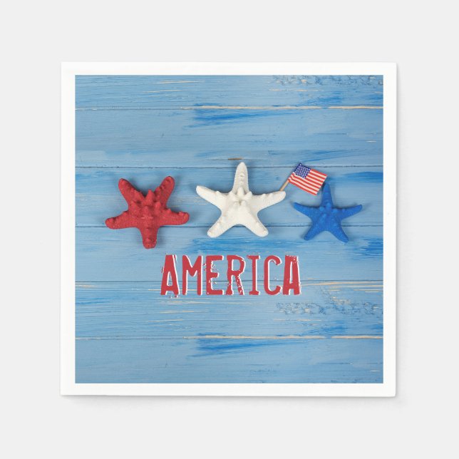 Patriotic Starfish Napkins (Front)