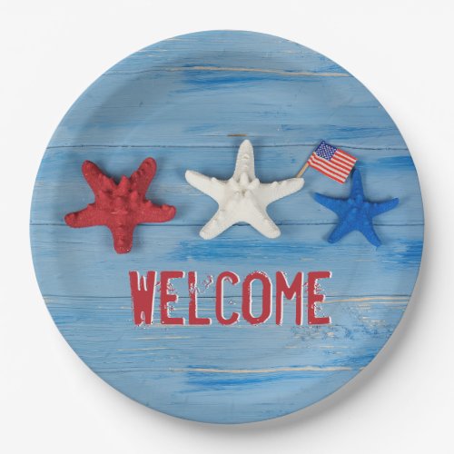 Patriotic Starfish Napkins Paper Plates