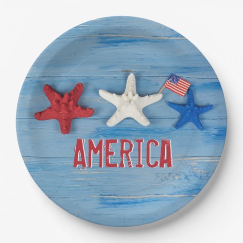 Patriotic Starfish Paper Plates