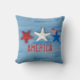 Patriotic Starfish Throw Pillow