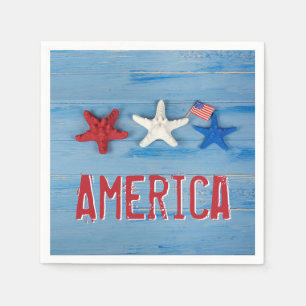 Patriotic Starfish With American Flag Napkins