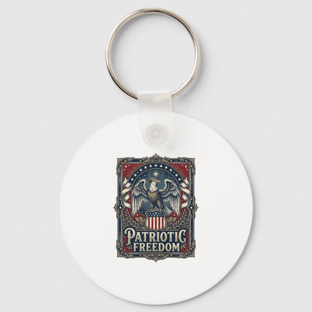 Patriotic Stargazer Vector Graphic Tee Keychain (Front)