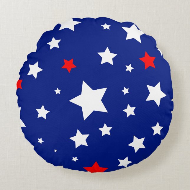 Patriotic Starry Round Pillow (Front)
