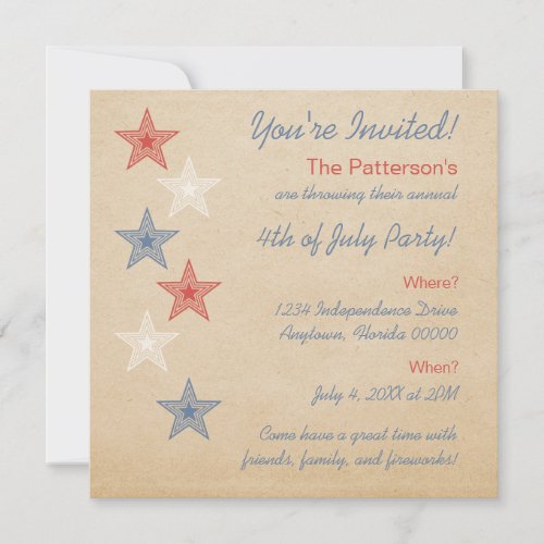 Patriotic Stars 4th of July Invitation