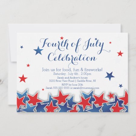 Patriotic Stars 4th Of July Party Invitation