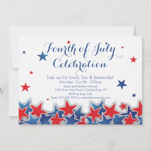 Patriotic Stars 4th of July Party Invitation