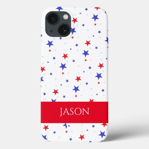 Patriotic Stars and Initial Cell iPhone Phone Case