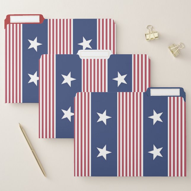 Patriotic Stars and Stripe Design File Folders Set (Set)