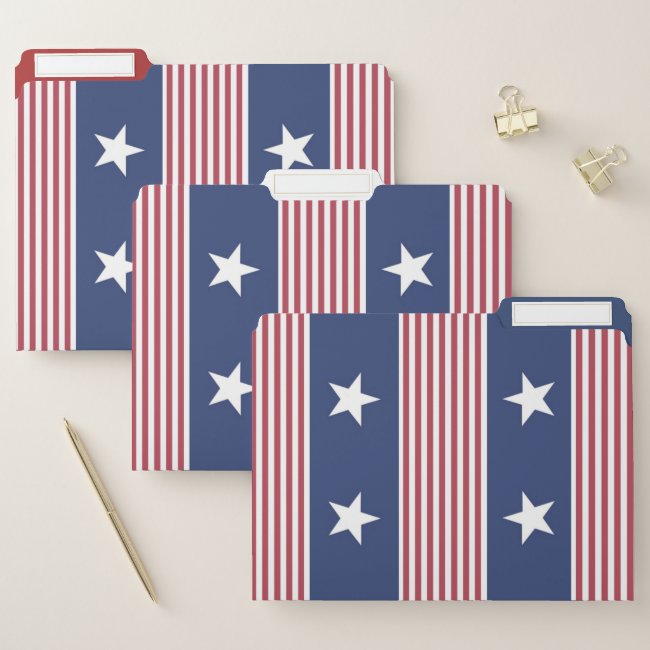 Patriotic Stars and Stripe Design File Folders Set