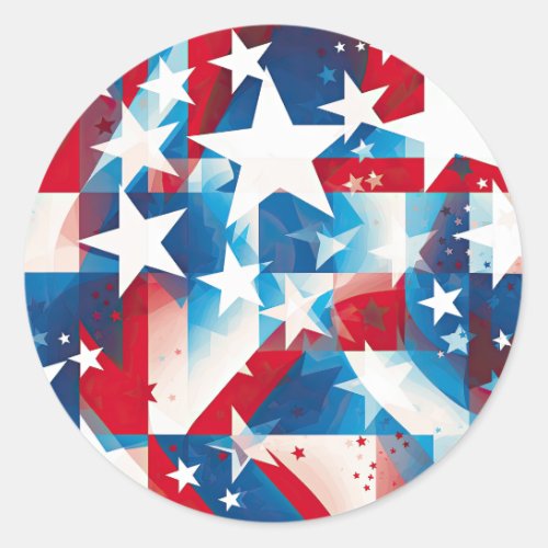 Patriotic Stars and Stripes 4th of July Design Classic Round Sticker