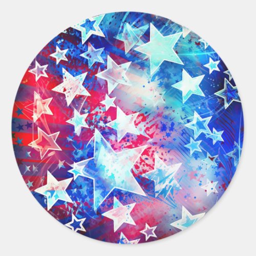 Patriotic Stars and Stripes 4th of July Design Classic Round Sticker