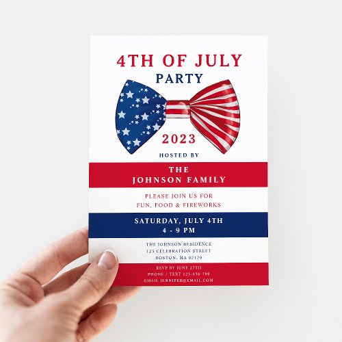 Patriotic Stars And Stripes 4th Of July Invitation