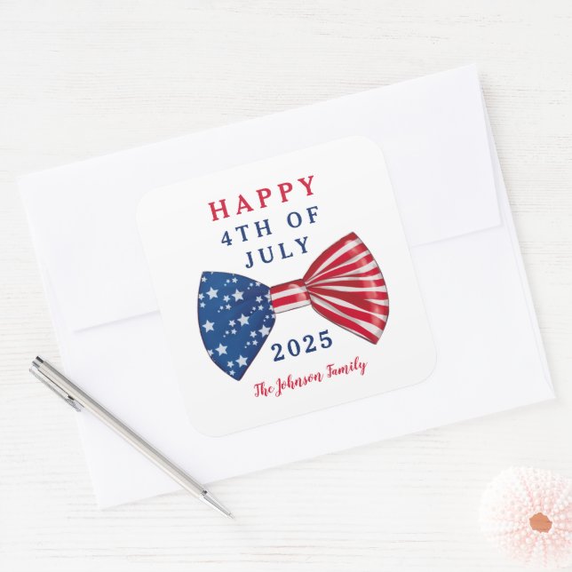Patriotic Stars And Stripes 4th Of July Square Sticker (Envelope)