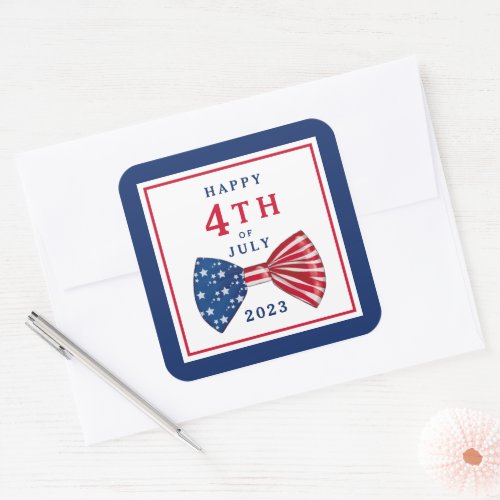 Patriotic Stars And Stripes 4th Of July Square Sticker