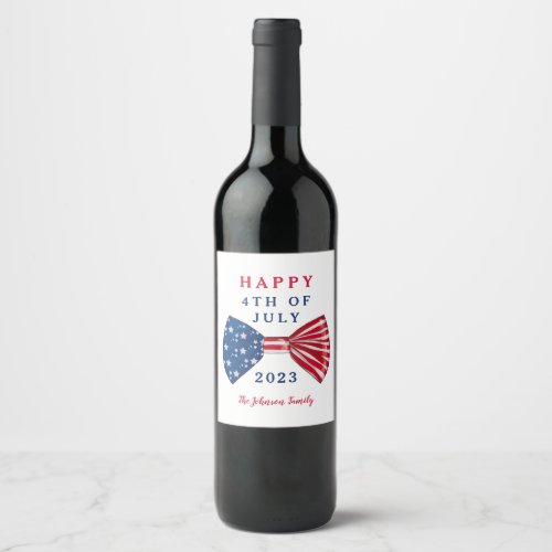 Patriotic Stars And Stripes 4th Of July Wine Label