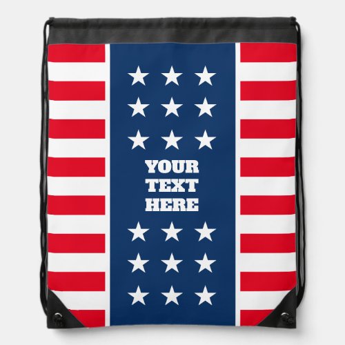 Patriotic stars and stripes American flag custom Drawstring Bag