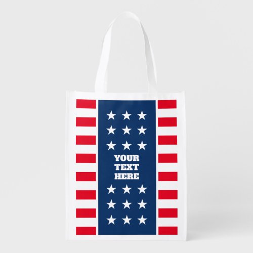 Patriotic stars and stripes American flag custom Grocery Bag