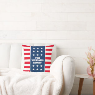 Patriotic stars and stripes American flag custom Throw Pillow