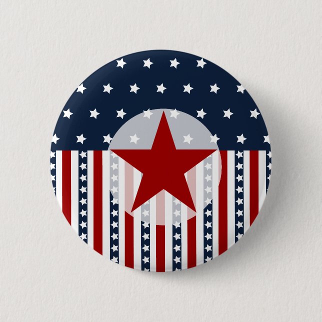 Patriotic Stars and Stripes American Flag Design Button (Front)