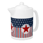 Patriotic Stars And Stripes American Flag Design Teapot at Zazzle