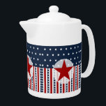 Patriotic Stars and Stripes American Flag Design Teapot<br><div class="desc">Patriotic Stars and Stripes American Flag design for veterans, military personnel, and every American who is patriotic. Features stars and stripes in red, white, and blue, with a red star in the middle. "patriotic" "stars and stripes" "red white and blue" "patriotism" "veteran" "military" "USA" "American" "Memorial Day" "Veteran's Day" "Fourth...</div>