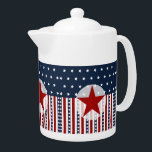 Patriotic Stars and Stripes American Flag Design Teapot<br><div class="desc">Patriotic Stars and Stripes American Flag design for veterans, military personnel, and every American who is patriotic. Features stars and stripes in red, white, and blue, with a red star in the middle. "patriotic" "stars and stripes" "red white and blue" "patriotism" "veteran" "military" "USA" "American" "Memorial Day" "Veteran's Day" "Fourth...</div>