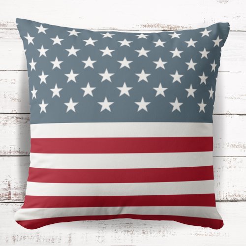 Patriotic Stars and Stripes American Flag Throw Pillow