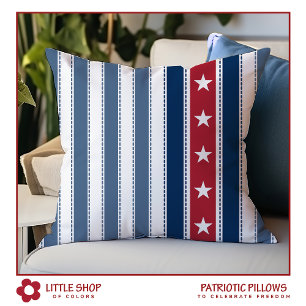 Patriotic Stars and Stripes American Flag Throw Pillow