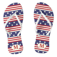 Patriotic Stars and Stripes American | Monogrammed Flip Flops