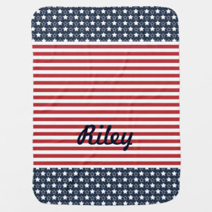 Patriotic Stars and Stripes Baby Blanket