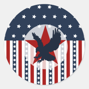 Patriotic Stars and Stripes Bald Eagle American Classic Round Sticker